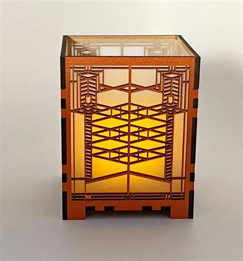 wright robie house metal votive|Robie House Window Inspired Desktop Candle Lamp, .